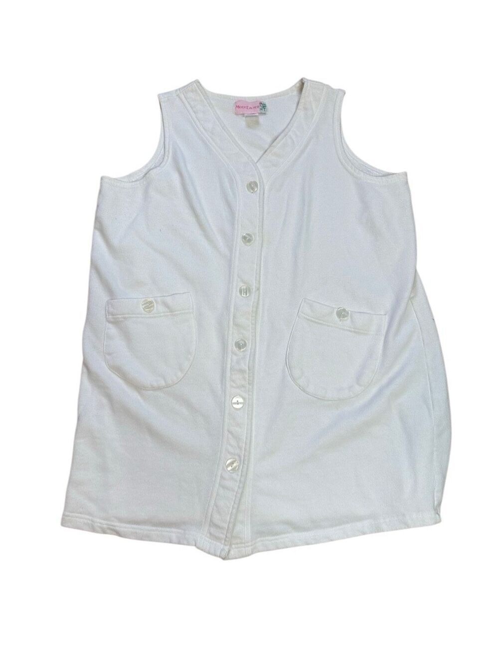 90s vintage Moon Dance White Button Front Terry Cloth Swim Cover Up Dress Large